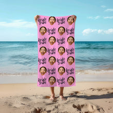 Load image into Gallery viewer, Face with Text Beach Towel