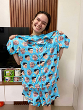 Load image into Gallery viewer, Hearts Pattern Short Sleeve Women's Pajama