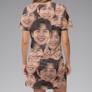 Crazy Face Pattern T-Shirt Dress