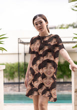Load image into Gallery viewer, Crazy Face Pattern T-Shirt Dress
