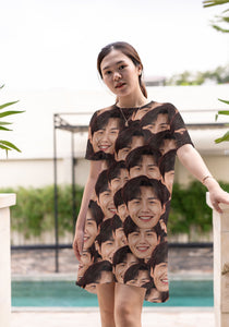 Crazy Face Pattern T-Shirt Dress