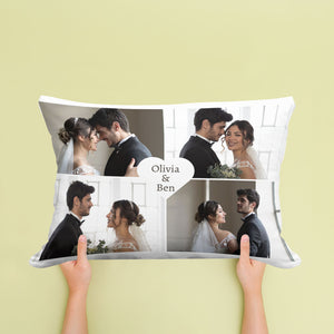 Heart Couple Collage Bed Pillow