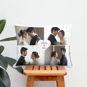 Heart Couple Collage Bed Pillow