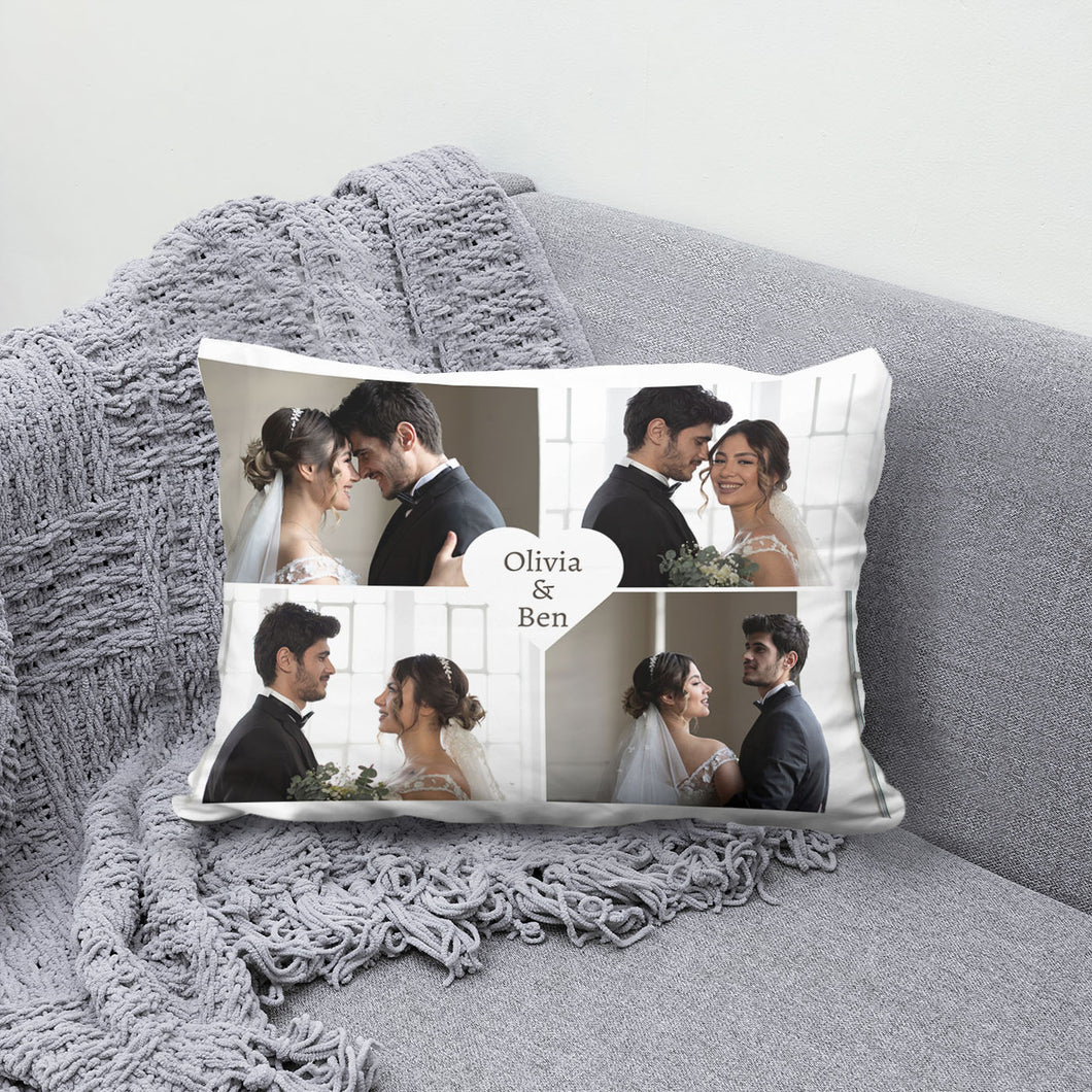 Heart Couple Collage Bed Pillow