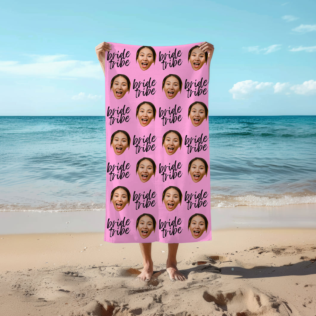 Face with Text Beach Towel