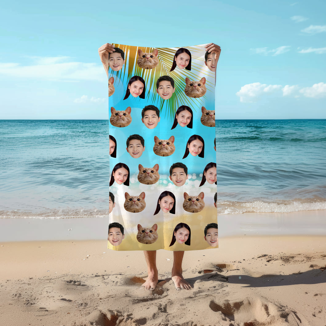 Face Pattern Beach Towel