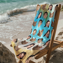 Load image into Gallery viewer, Face Pattern Beach Towel
