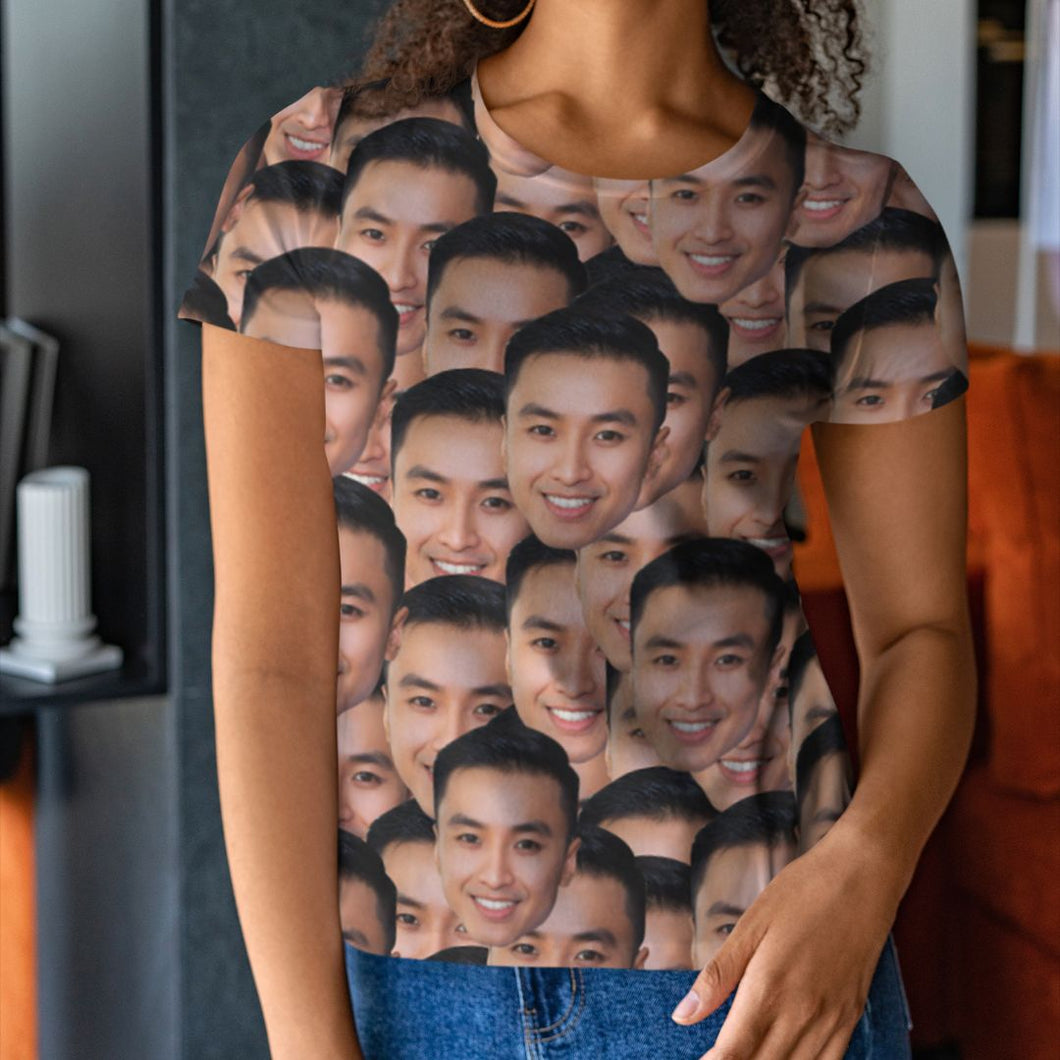 Crazy Face Pattern Women's T-shirt