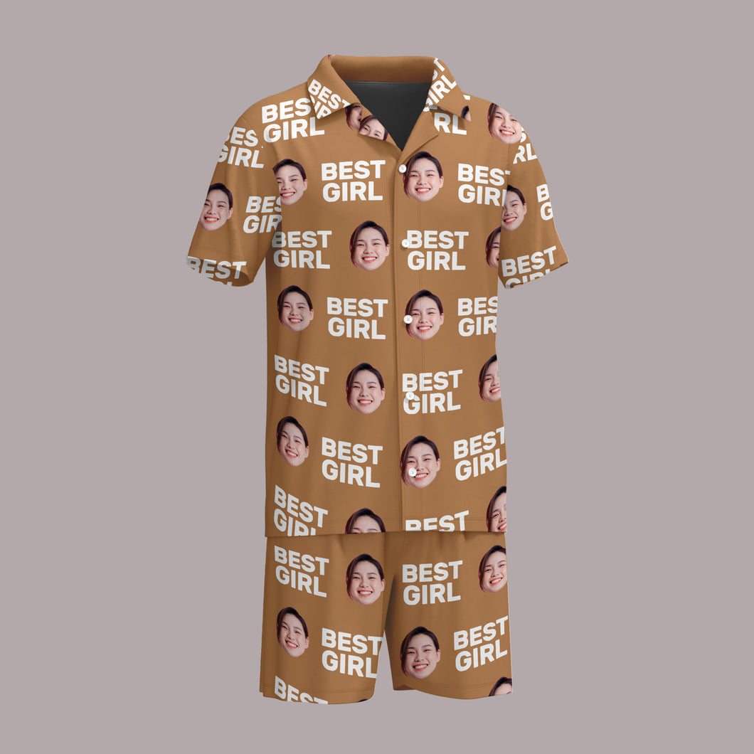Face with Texts Short Sleeve Men's Pajama